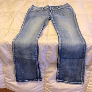 Blue faded Boot cut Denim Jeans with pocket bling/rhinestones